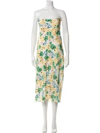 Pre-owned Jenny Yoo Floral Print Midi Length Dress W/ Tags In Yellow