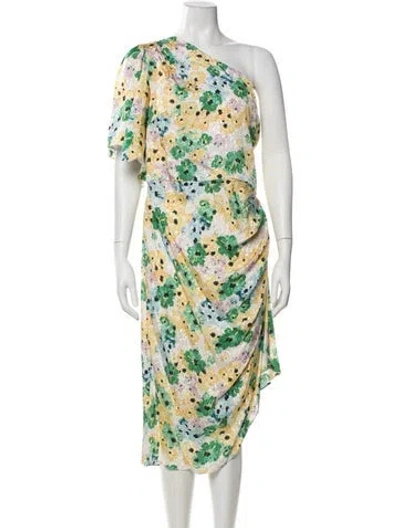 Pre-owned Jenny Yoo Floral Print Midi Length Dress W/ Tags In Yellow