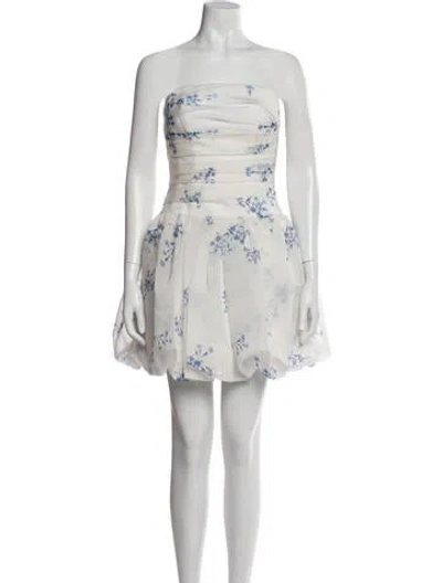 Pre-owned Jenny Yoo Floral Print Mini Dress In White