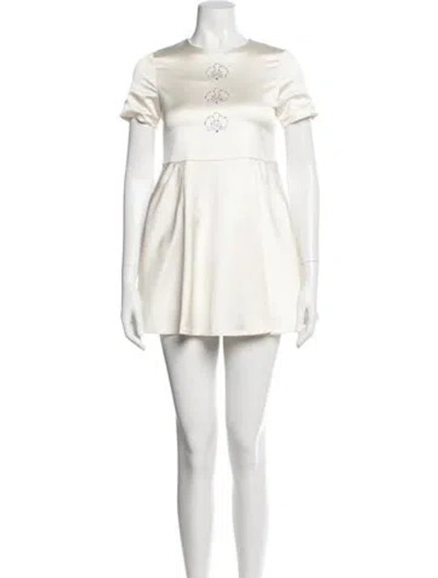 Pre-owned Jenny Yoo Graphic Print Mini Dress In White