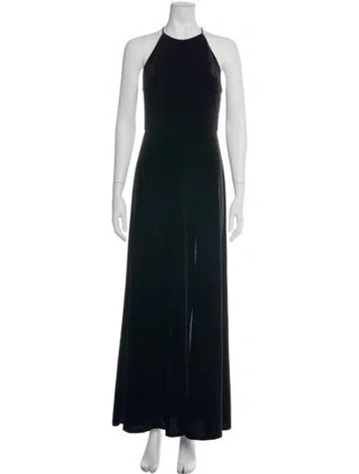 Pre-owned Jenny Yoo Halterneck Long Dress In Black