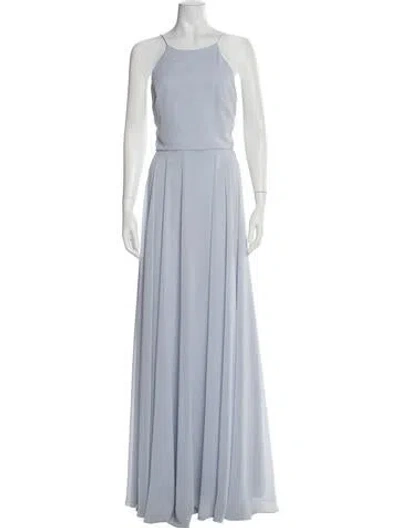 Pre-owned Jenny Yoo Halterneck Long Dress In Blue