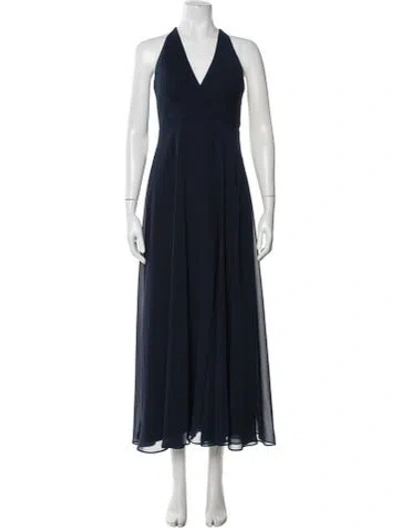 Pre-owned Jenny Yoo Halterneck Long Dress In Blue