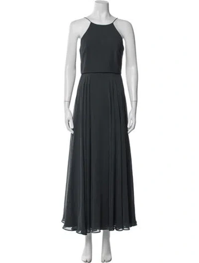 Pre-owned Jenny Yoo Halterneck Long Dress In Blue