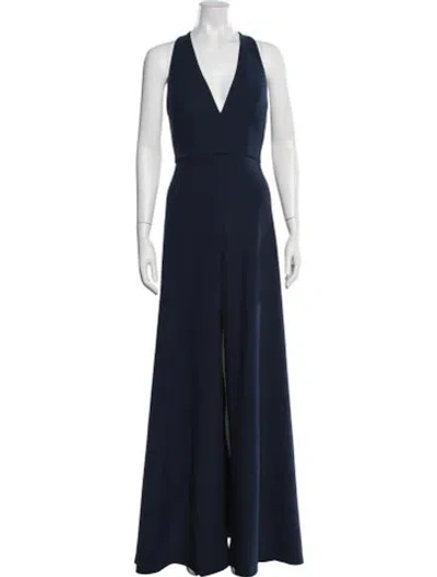 Pre-owned Jenny Yoo Halterneck Long Dress In Blue