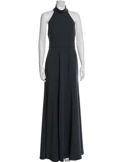 Pre-owned Jenny Yoo Halterneck Long Dress In Blue