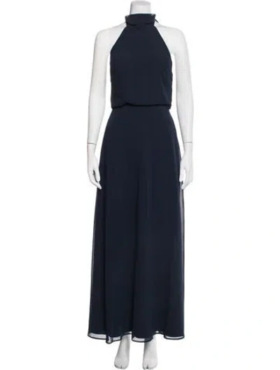 Pre-owned Jenny Yoo Halterneck Long Dress In Blue