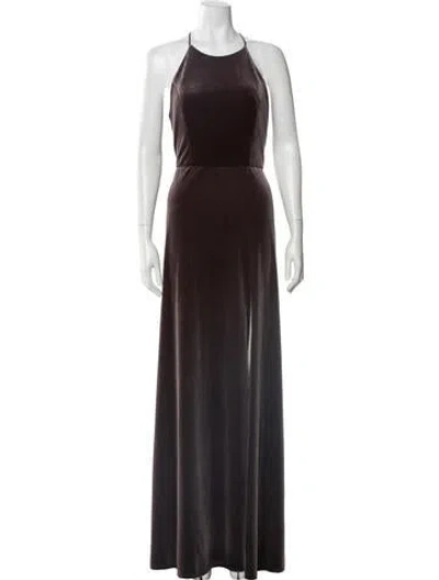 Pre-owned Jenny Yoo Halterneck Long Dress In Brown