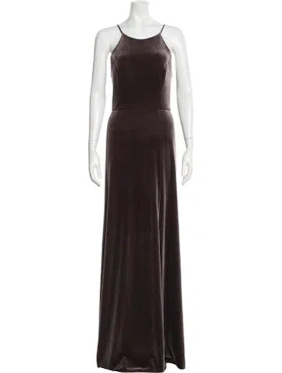 Pre-owned Jenny Yoo Halterneck Long Dress In Brown