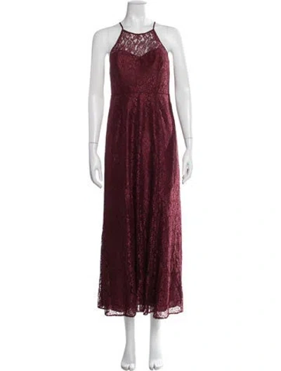 Pre-owned Jenny Yoo Halterneck Long Dress In Burgundy