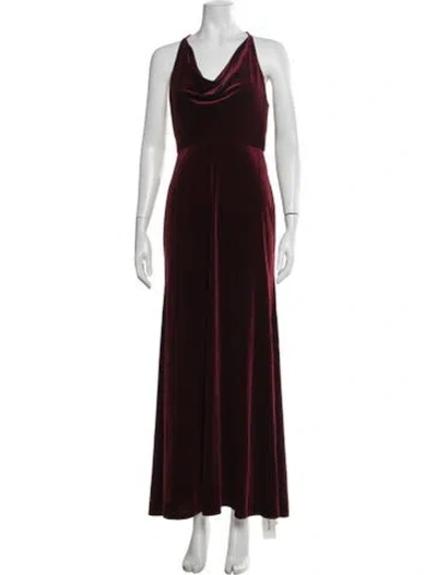 Pre-owned Jenny Yoo Halterneck Long Dress In Burgundy