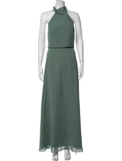 Pre-owned Jenny Yoo Halterneck Long Dress In Green