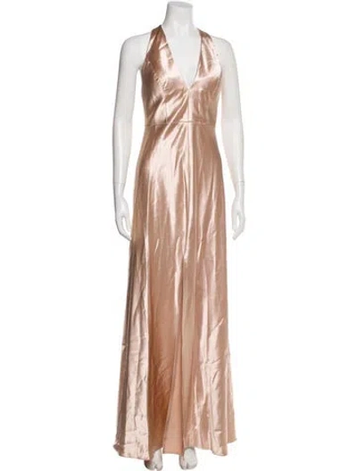 Pre-owned Jenny Yoo Halterneck Long Dress In Neutral