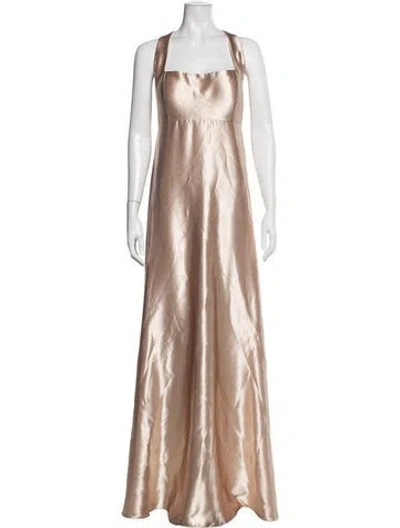 Pre-owned Jenny Yoo Halterneck Long Dress In Neutral
