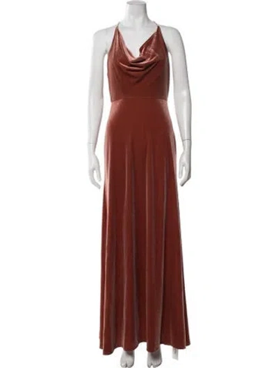 Pre-owned Jenny Yoo Halterneck Long Dress In Neutrals