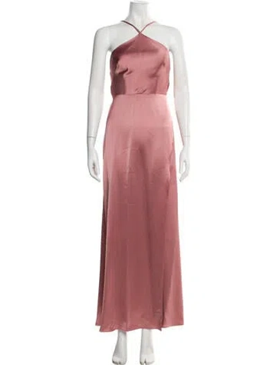 Pre-owned Jenny Yoo Halterneck Long Dress In Pink