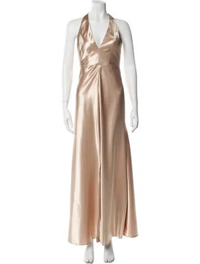 Pre-owned Jenny Yoo Halterneck Long Dress In Pink