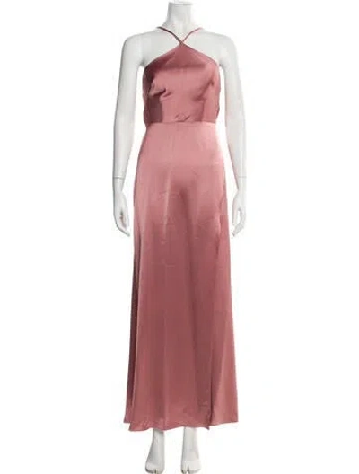 Pre-owned Jenny Yoo Halterneck Long Dress In Pink