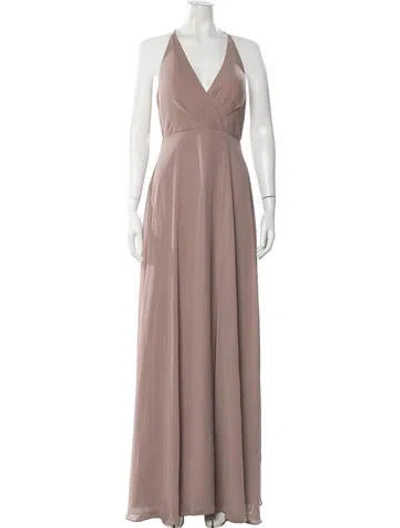 Pre-owned Jenny Yoo Halterneck Long Dress In Pink