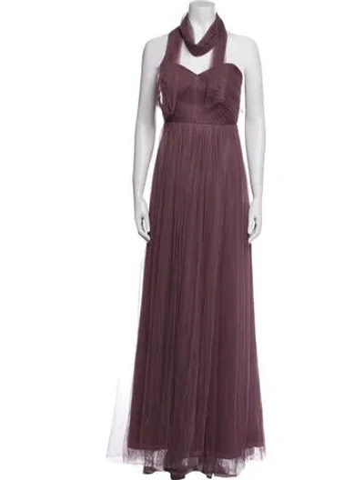 Pre-owned Jenny Yoo Halterneck Long Dress In Purple