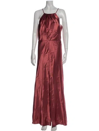 Pre-owned Jenny Yoo Halterneck Long Dress In Red