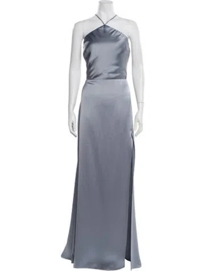 Pre-owned Jenny Yoo Halterneck Long Dress W/ Tags In Blue
