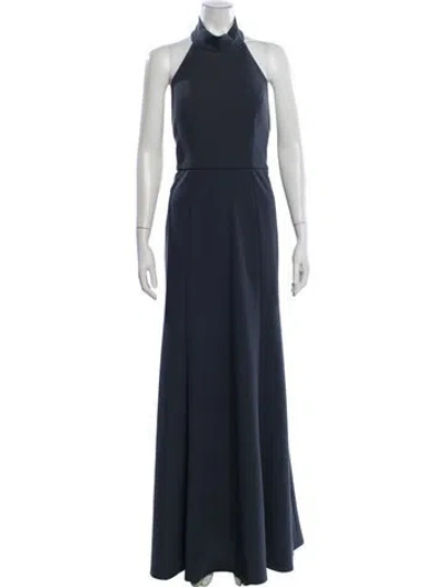 Pre-owned Jenny Yoo Halterneck Long Dress W/ Tags In Blue