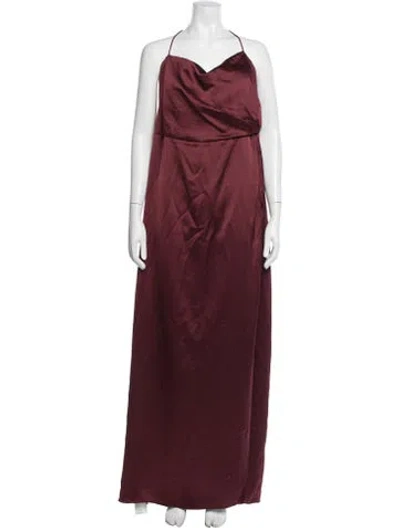Pre-owned Jenny Yoo Halterneck Long Dress W/ Tags In Burgundy