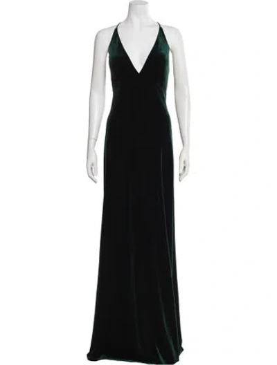 Pre-owned Jenny Yoo Halterneck Long Dress W/ Tags In Green
