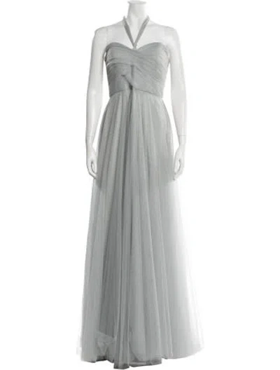 Pre-owned Jenny Yoo Halterneck Long Dress W/ Tags In Green