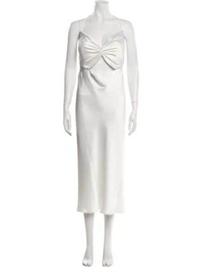 Pre-owned Jenny Yoo Halterneck Long Dress W/ Tags In White