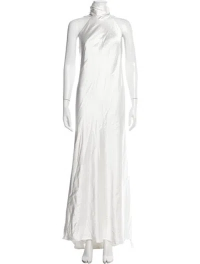 Pre-owned Jenny Yoo Halterneck Long Dress In White