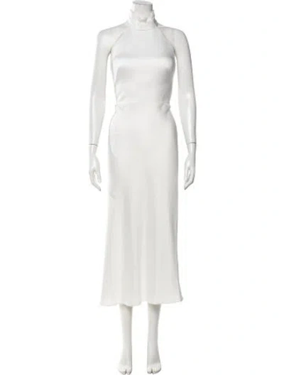 Pre-owned Jenny Yoo Halterneck Midi Length Dress In White