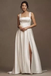Jenny Yoo Jenny By  Clara Square-neck Satin A-line Wedding Gown In White