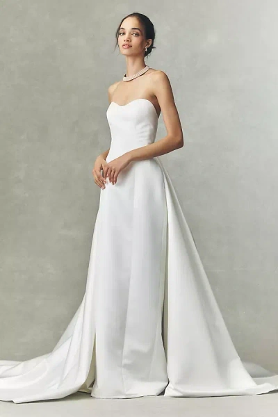 Jenny Yoo Jenny By  Elsie Strapless Sweetheart Satin Wedding Gown In White