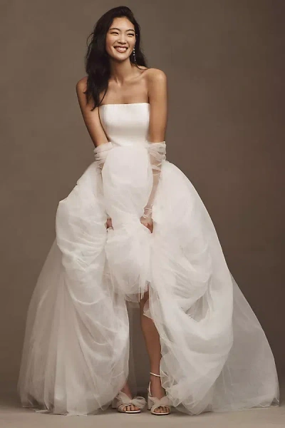 Jenny Yoo Jenny By  Georgina Strapless Corset Drop-waist Tulle Wedding Gown In White