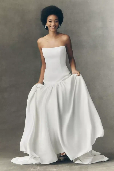 Jenny Yoo Jenny By  Sienna Strapless Drop-waist Wedding Gown In White