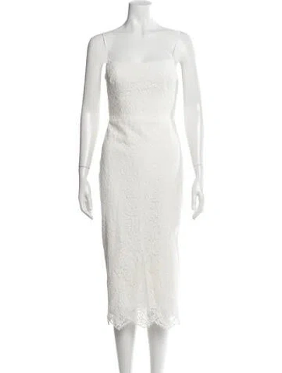 Pre-owned Jenny Yoo Lace Pattern Midi Length Dress In Neutral