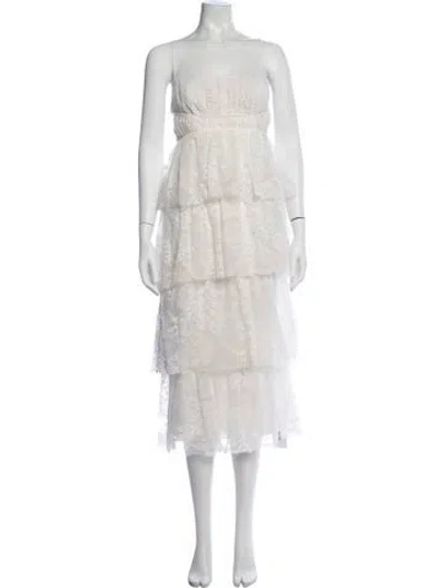 Pre-owned Jenny Yoo Lace Pattern Midi Length Dress W/ Tags In Multicolor