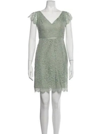 Pre-owned Jenny Yoo Lace Pattern Mini Dress In Blue