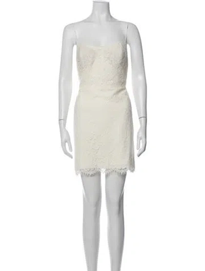 Pre-owned Jenny Yoo Lace Pattern Mini Dress In Gold