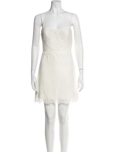 Pre-owned Jenny Yoo Lace Pattern Mini Dress In Neutrals