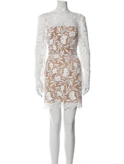 Pre-owned Jenny Yoo Lace Pattern Mini Dress W/ Tags In White