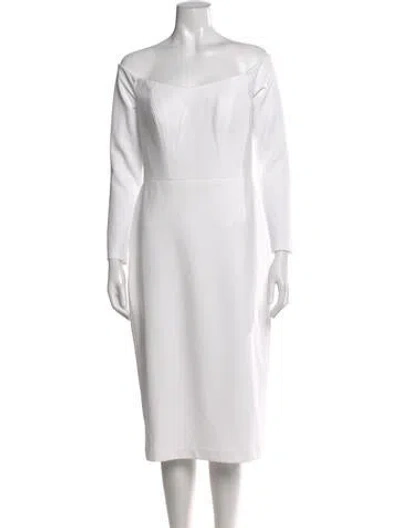 Pre-owned Jenny Yoo Off-the-shoulder Knee-length Dress In White