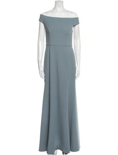 Pre-owned Jenny Yoo Off-the-shoulder Long Dress In Blue