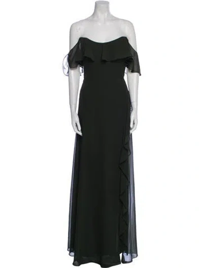 Pre-owned Jenny Yoo Off-the-shoulder Long Dress In Green
