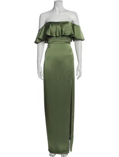 Pre-owned Jenny Yoo Off-the-shoulder Long Dress In Green