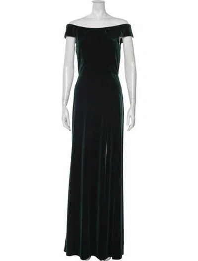 Pre-owned Jenny Yoo Off-the-shoulder Long Dress In Green