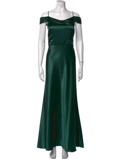 Pre-owned Jenny Yoo Off-the-shoulder Long Dress In Green