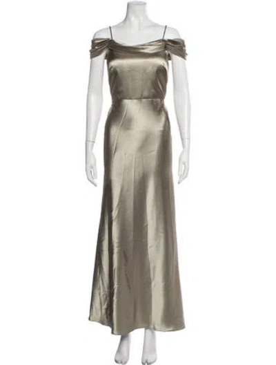 Pre-owned Jenny Yoo Off-the-shoulder Long Dress In Neutrals
